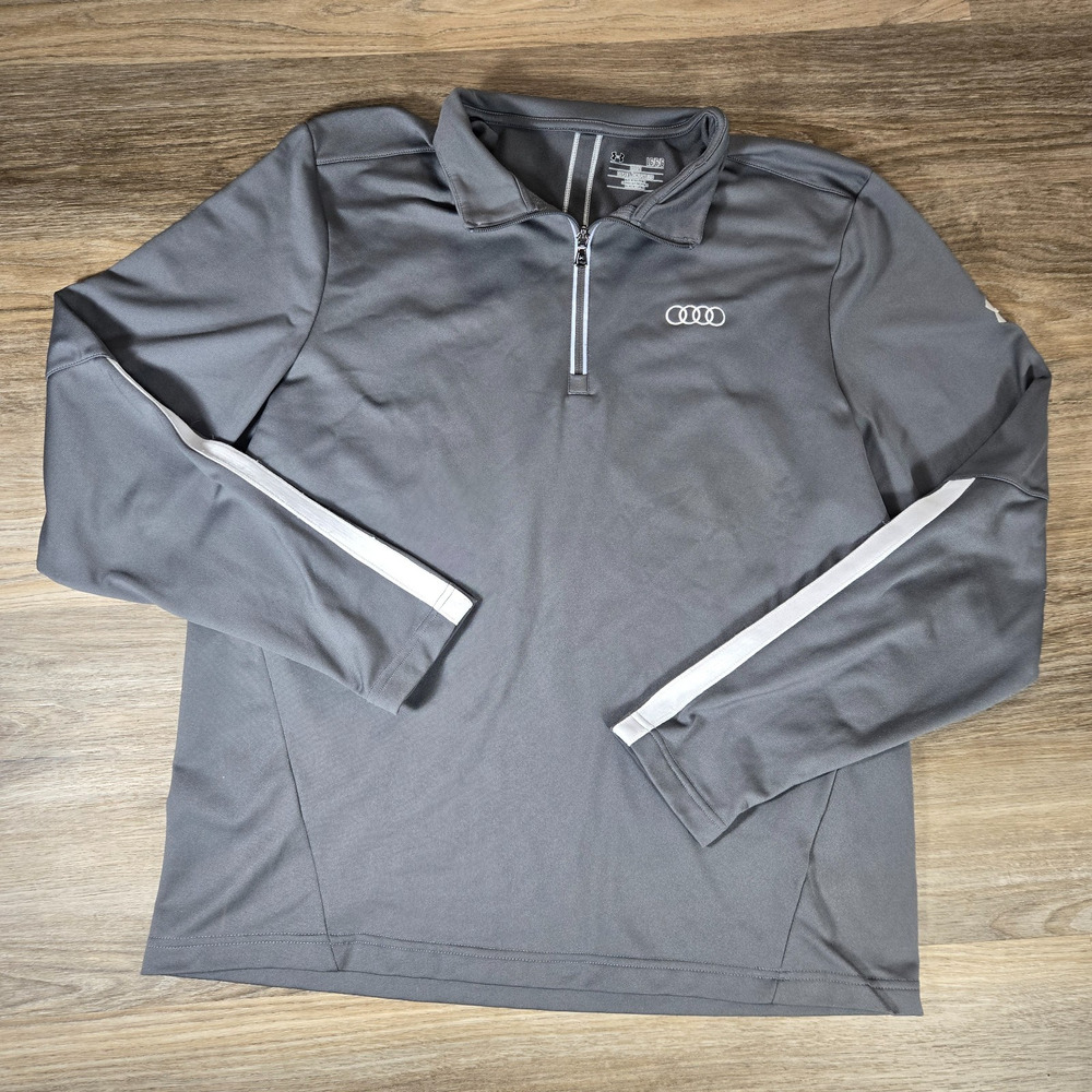 Under Armour Audi 1/4 Zip Pullover Mens L Gray Lightweight Jacket Loose Fit Logo